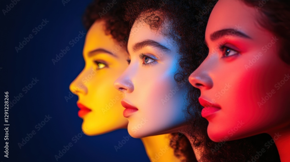Three Profile Views of a woman in Different Lighting Three Profile Views of a woman in Different Lighting