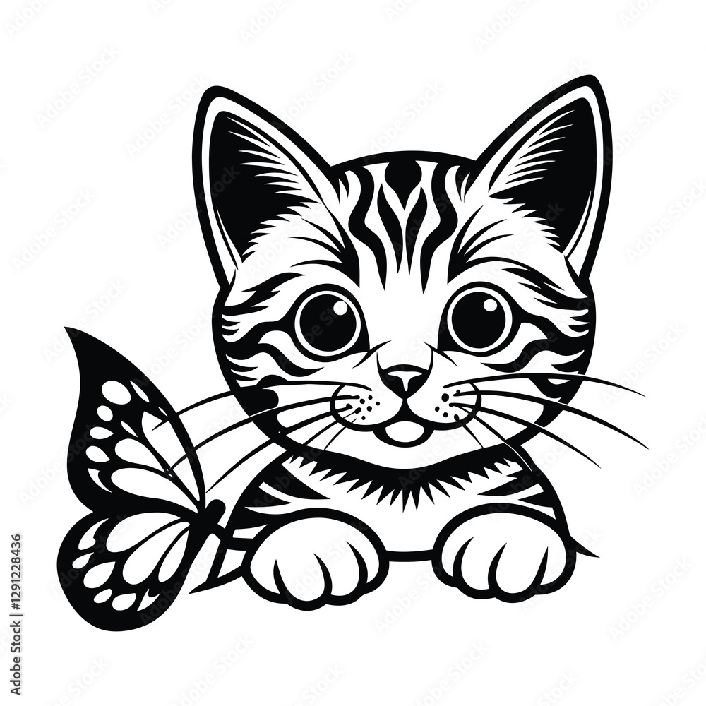 Obraz premium Cat with Butterfly