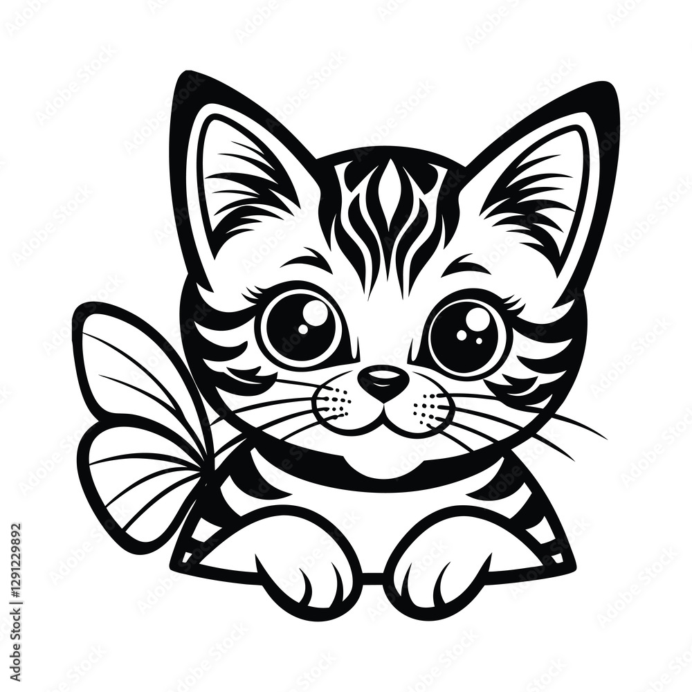Fototapeta premium Cat with Butterfly