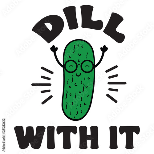 Pickles typography t-shirt design vector, Pickled cucumber illustration
