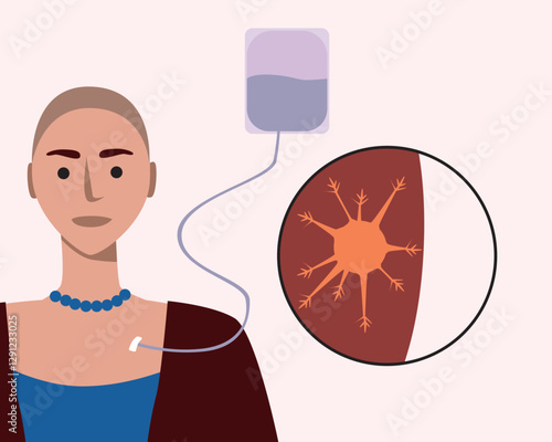 Cancer patients silhouettes and cancer ribbon, silhouette vector stock illustration with unidentifiable people together as a template with space for text or copy space