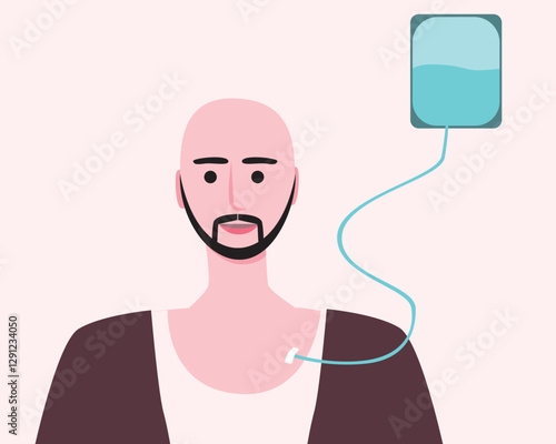 Cancer patients silhouettes and cancer ribbon, silhouette vector stock illustration with unidentifiable people together as a template with space for text or copy space