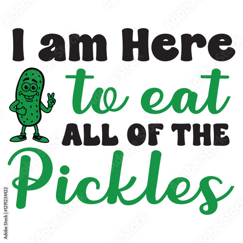 Pickles typography t-shirt design vector, Pickled cucumber illustration
