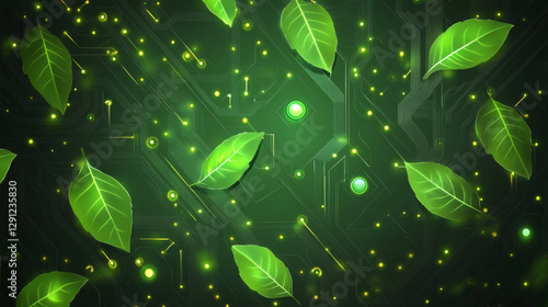 Digital greenery animation nature abstract art tech environment close-up eco-consciousness