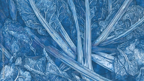 Intricate Blue Plant Structure: A Detailed Botanical Print