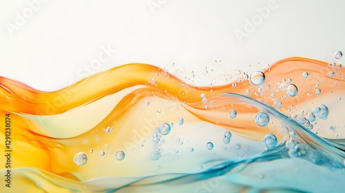 Abstract water waves with bubbles on a white background, isolated