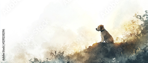 Airedale Terrier Dog in Vibrant Watercolor Style Climbing Through Nature Showcasing the Playful Spirit and Unique Features of This Beloved Breed in a Stunning Artistic Representation