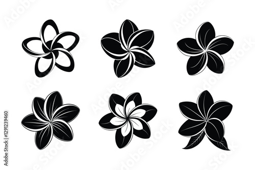 Dok Champa (Frangipani) (Plumeria rubra) silhouette vector illustration