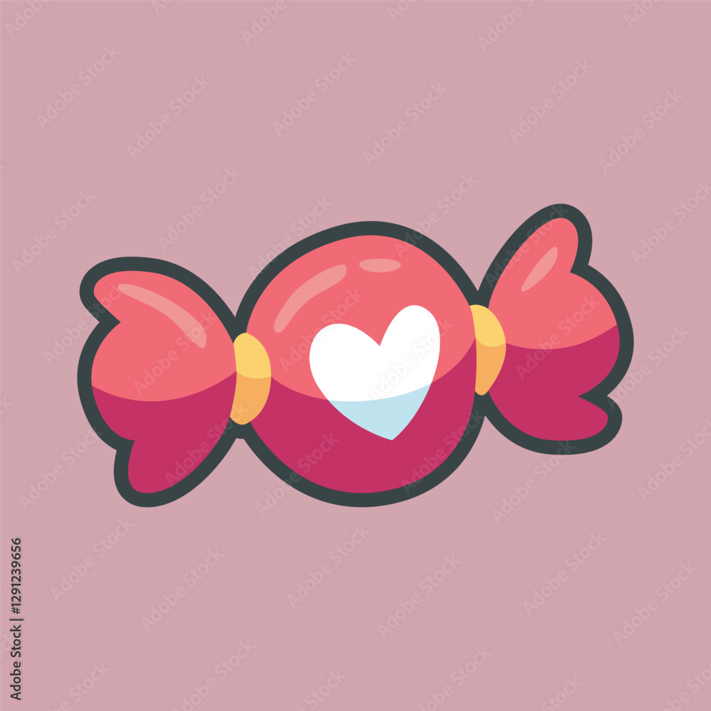 love candy with outline flat vector design.