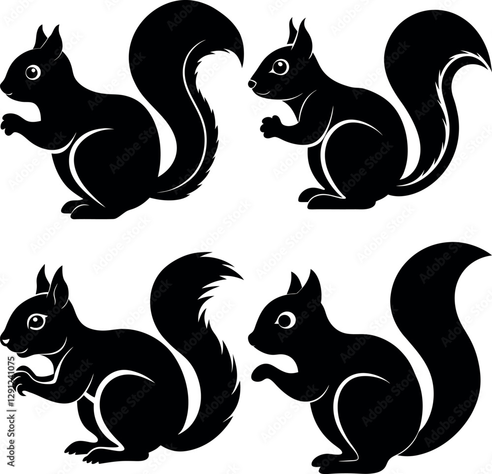 Obraz premium Squirrel Silhouette Vector Art Stylish & Professional Design.