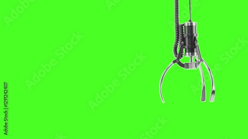 Claw machine grabbers hanging on something isolated on a white background