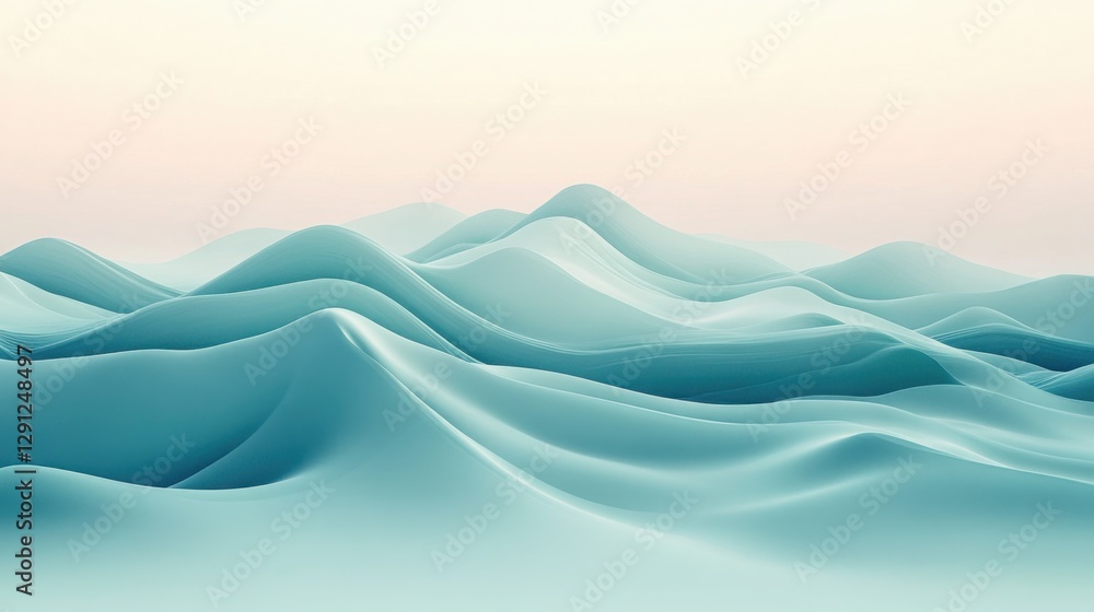 Minimalist 3D high landscape with gentle waves and peaks, designed in a smooth, modern abstract style for elegant backgrounds Minimalist 3D high landscape with gentle waves and peaks, designed in a smooth, modern abstract style for elegant backgrounds