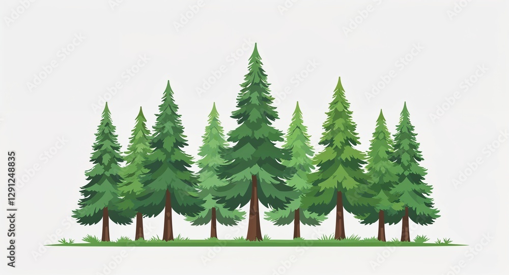 Set bundle of cedar tree minimalist childish style illustration on plain white background Set bundle of cedar tree minimalist childish style illustration on plain white background