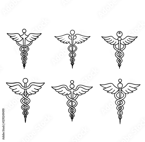 Caduceus Medical Snake Logo Icon vector illustration