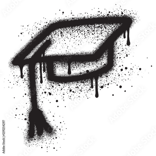 Spray Painted Graffiti toga hat icon Sprayed isolated with a white background.