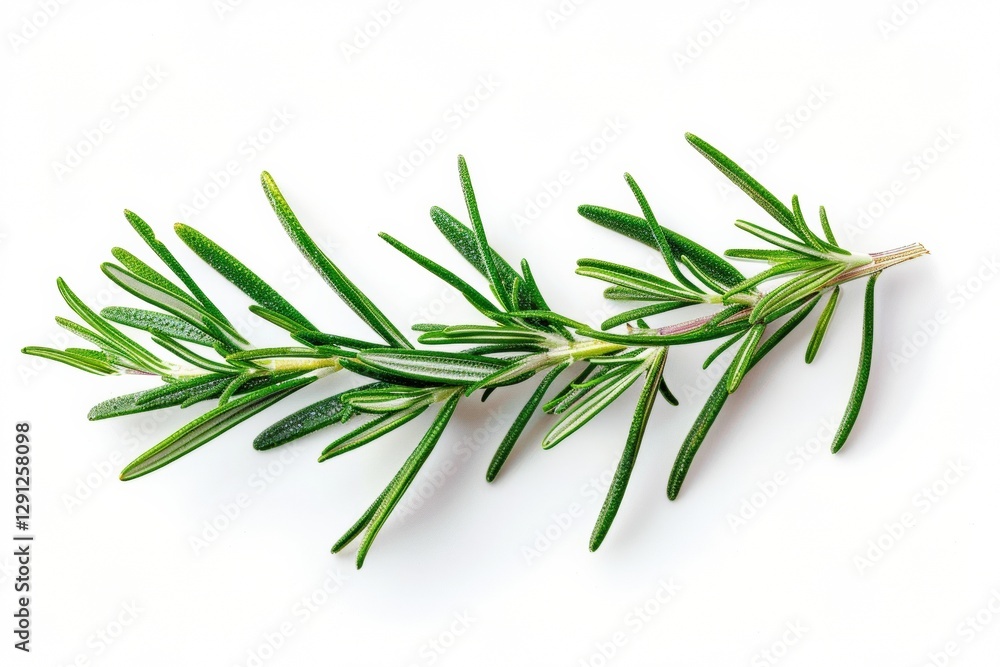 Fresh green rosemary herb isolated on white background
