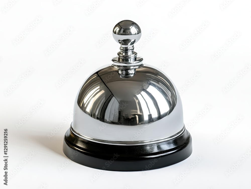 Polished Metal Service Bell on White Background Polished Metal Service Bell on White Background