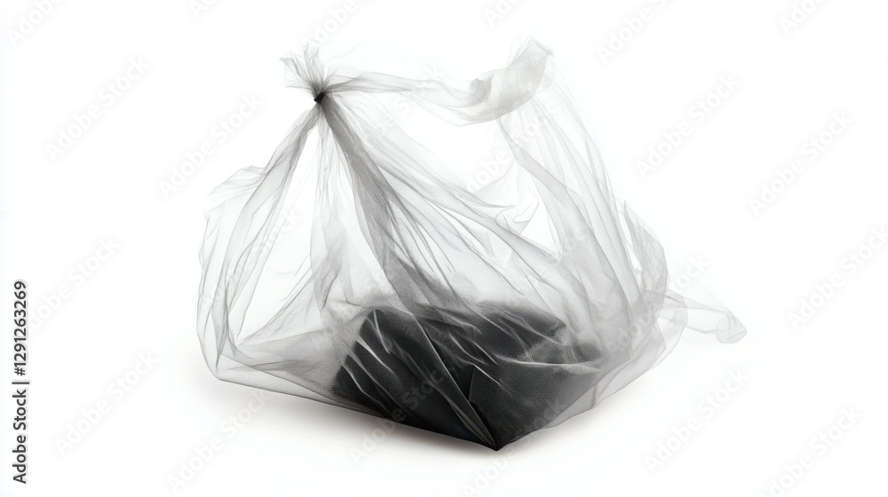 Fototapeta premium black object in transparent plastic bag