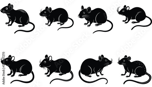 Mouse vector shilhouette bundle. Rat vector shilhouette bundle 