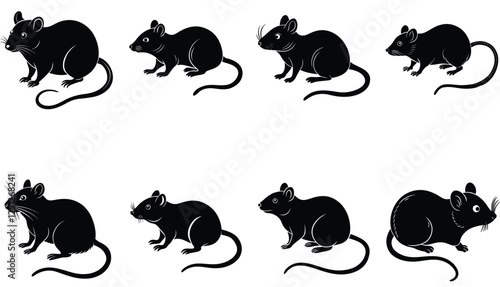Mouse vector shilhouette bundle. Rat vector shilhouette bundle 
