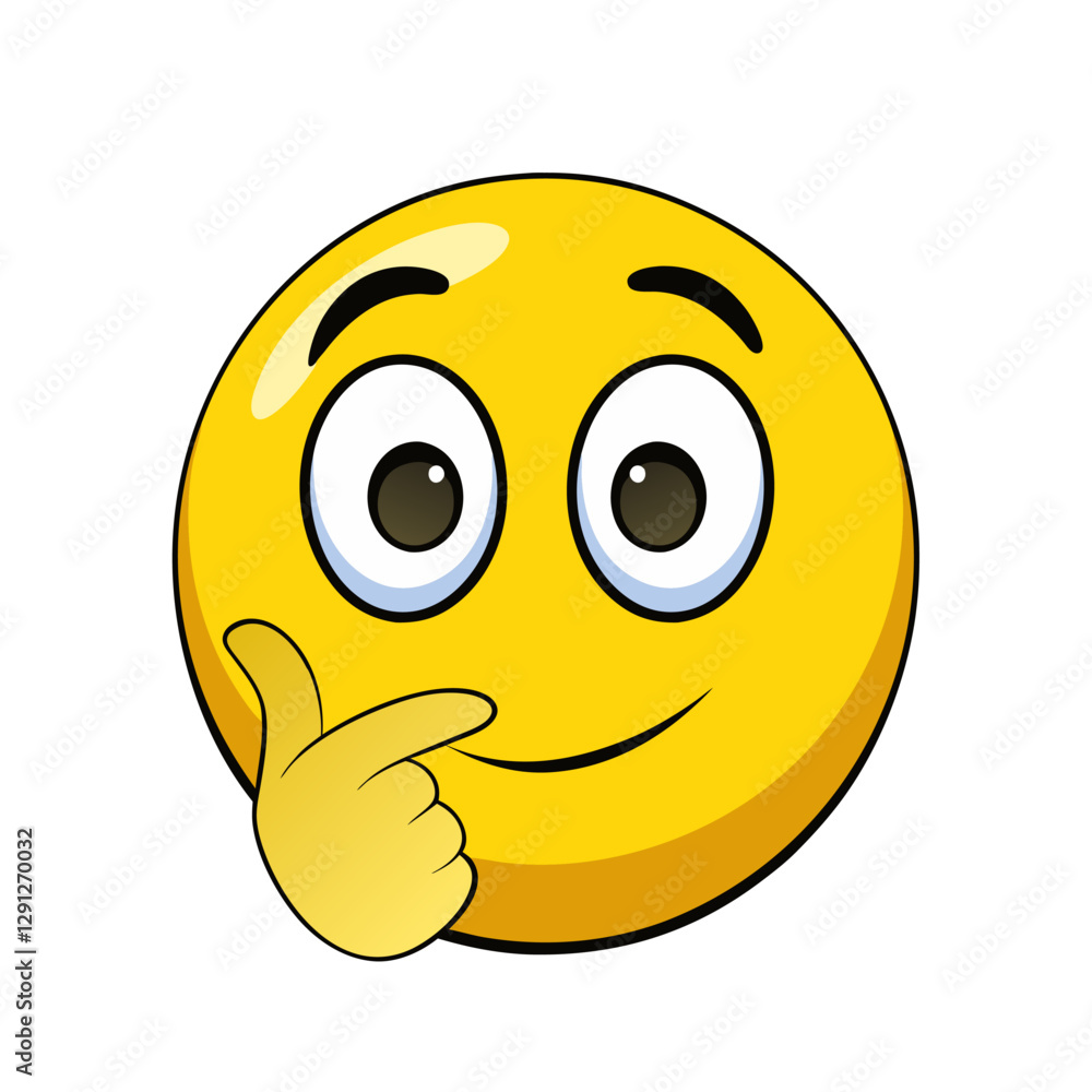 Fototapeta premium Thinking face three-dimensional emoji. Puzzled or pondering face emoticon isolated on transparent background. 3D rendering