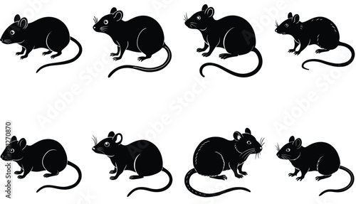 Mouse vector shilhouette bundle. Rat vector shilhouette bundle 