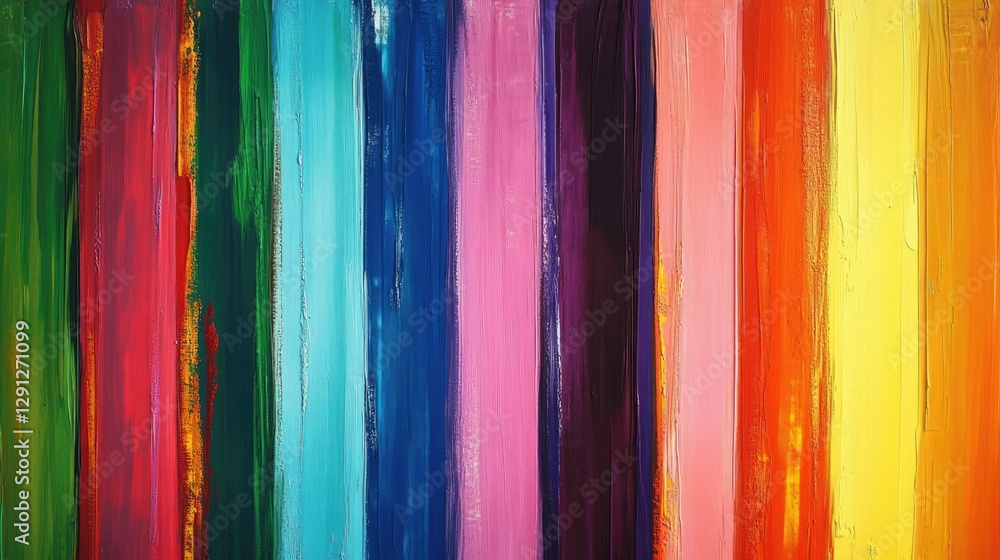 Vibrant Vertical Brush Strokes of Rainbow Colors on Canvas Vibrant Vertical Brush Strokes of Rainbow Colors on Canvas