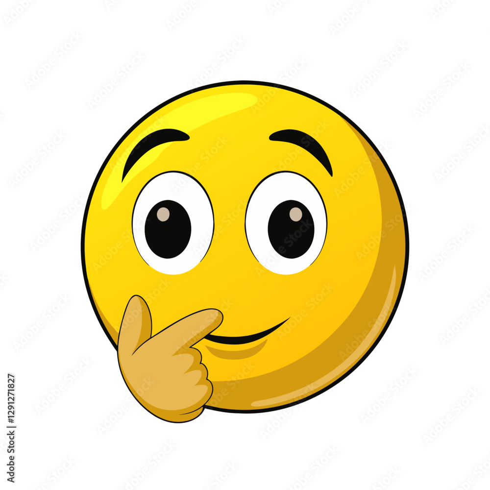 Fototapeta premium Thinking face three-dimensional emoji. Puzzled or pondering face emoticon isolated on transparent background. 3D rendering