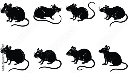 Mouse vector shilhouette bundle. Rat vector shilhouette bundle 