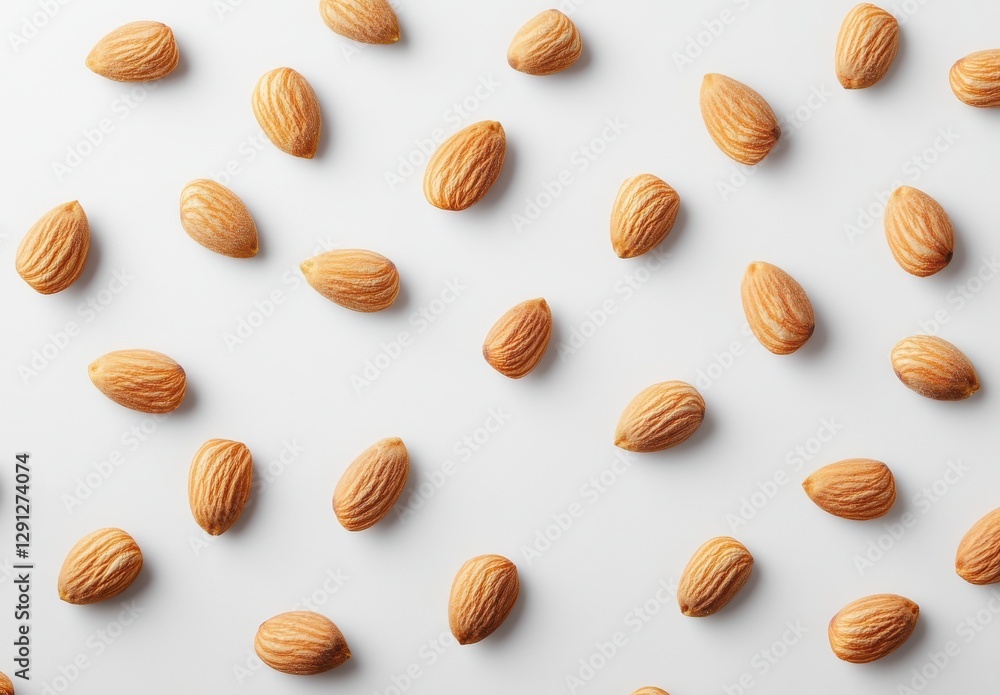 Raw Almonds Spread Uniformly on Light Background Representing Healthy Snacking and Natural Food Options for Nutritional Benefits Raw Almonds Spread Uniformly on Light Background Representing Healthy Snacking and Natural Food Options for Nutritional Benefits