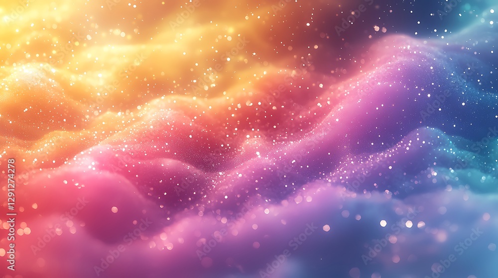 Colorful abstract cloudscape with shimmering particles Colorful abstract cloudscape with shimmering particles