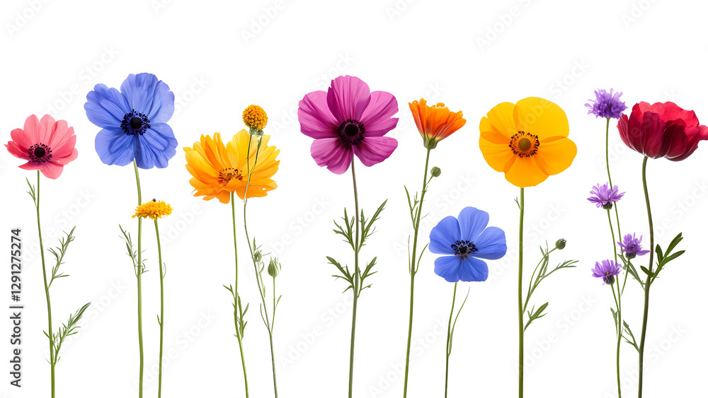 Fototapeta premium a collection of vibrant and colorful flowers in a row