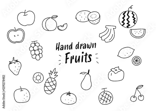 手描きのくだものベクターイラストセット