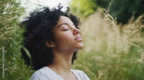 Hypertension patient engaging in mindful breathing outdoors. Featuring stress relief and mindfulness