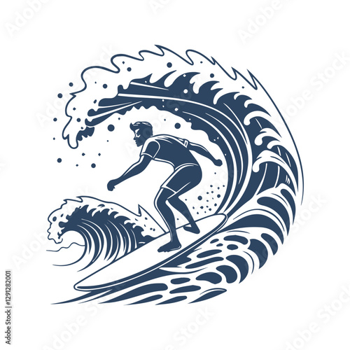Surfer Silhouette Vector Design Clipart Isolated Illustration