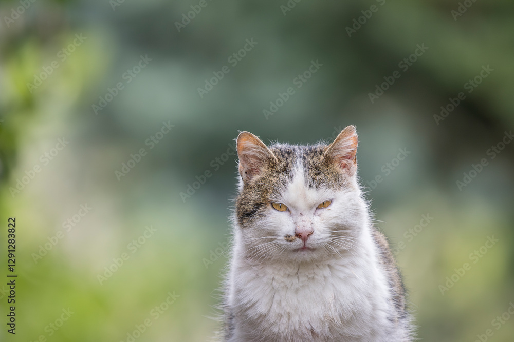 Portrait of a domestic cat abandoned in the wild Portrait of a domestic cat abandoned in the wild
