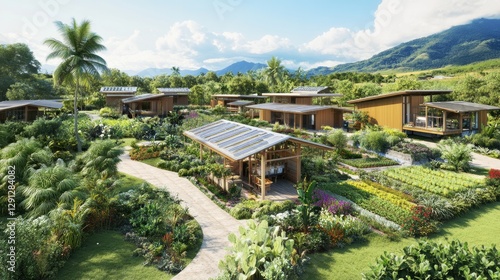 Wallpaper Mural A sustainable permaculture farm with diverse crops growing together in an eco-friendly landscape. Torontodigital.ca