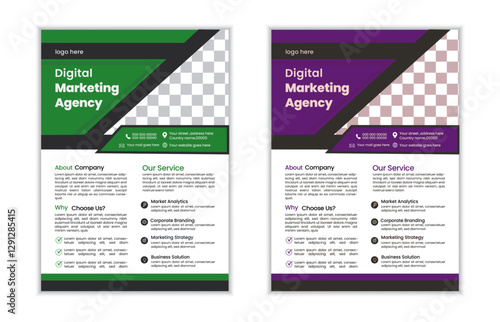 A bundle of 2 templates of a4 flyer modern template, modern design,marketing, business proposal, promotion, advertise, publication and editable vector template design.
