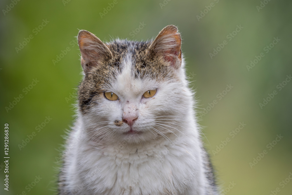 Portrait of a domestic cat abandoned in the wild Portrait of a domestic cat abandoned in the wild