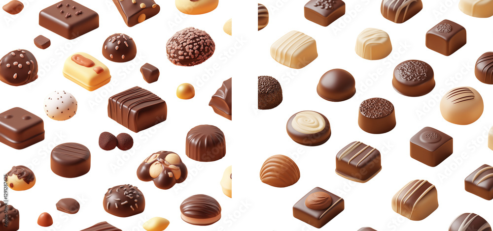 Obraz premium A composition of different types of chocolates a transparent background PNG