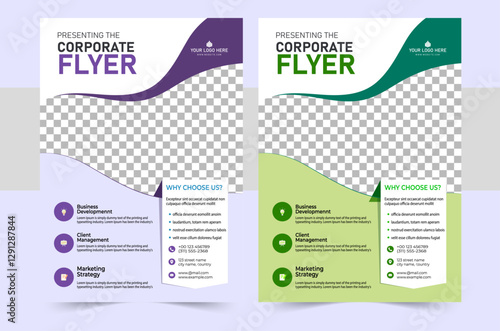 Creative business webinar conference flyer design template, annual business event strategies workshop poster