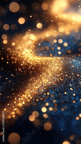 Sparkling Gold & Blue Glitter: Festive Shimmer Background photo