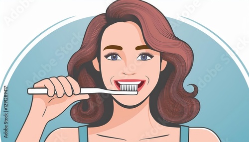 A woman demonstrates proper tooth brushing technique for optimal dental hygiene.