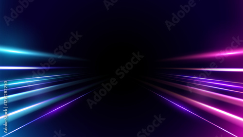 Dynamic motion light trails with motion blur effect on dark background. Modern abstract high-speed movement. Futuristic, technology pattern for banner or poster design.