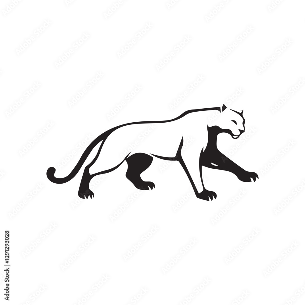 Fototapeta premium Simple Creative Minimal Panther Logo Design Silhouette Vector