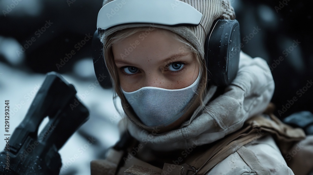 Winter Warrior: A Close-Up Portrait of a Female Soldier Winter Warrior: A Close-Up Portrait of a Female Soldier