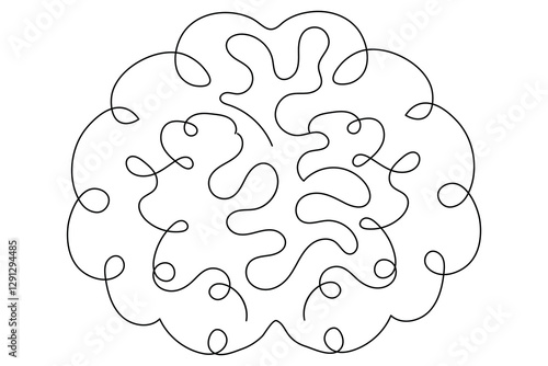 
Human brain Continuous one line art drawing of scissors vector illustration design