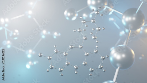 clozapine molecular structure, 3d model molecule, atypical antipsychotics structural chemical formula view from a microscope