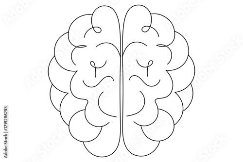 
Human brain Continuous one line art drawing of scissors vector illustration design