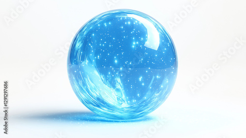 Wallpaper Mural glowing blue crystal ball with sparkling stars inside, creating futuristic and magical atmosphere. smooth surface reflects light beautifully, enhancing its ethereal quality Torontodigital.ca
